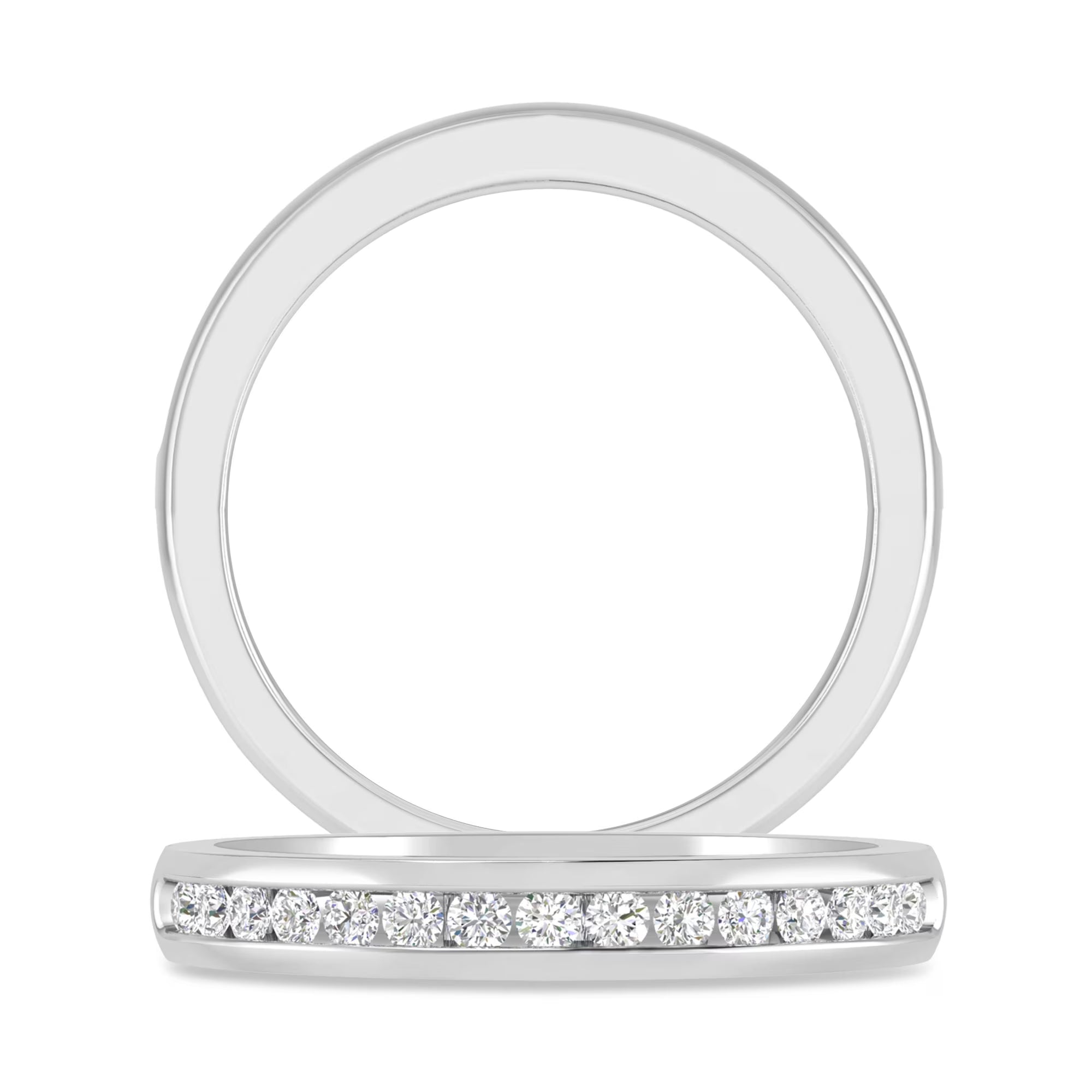 14K White Gold Diamond Stackable Band L601