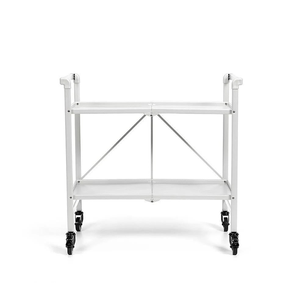 White Metal Slat Folding Serving Cart E637