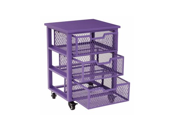 Purple 3 Drawer Rolling Cart I91718