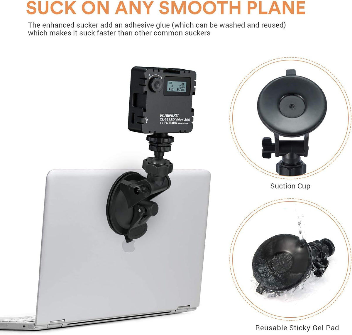Conference Lighting Kit with Tripod & Suction Cup, Mini LED Video Light A323126