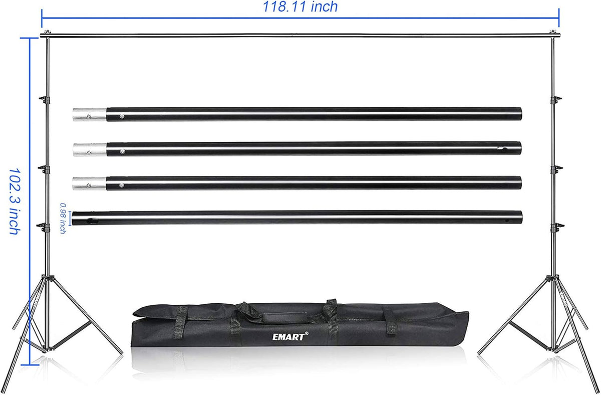 7×10ft Adjustable Photography Backdrop Stand Kit with Polyester Background, Spring Clamps and Carry Bag L300711