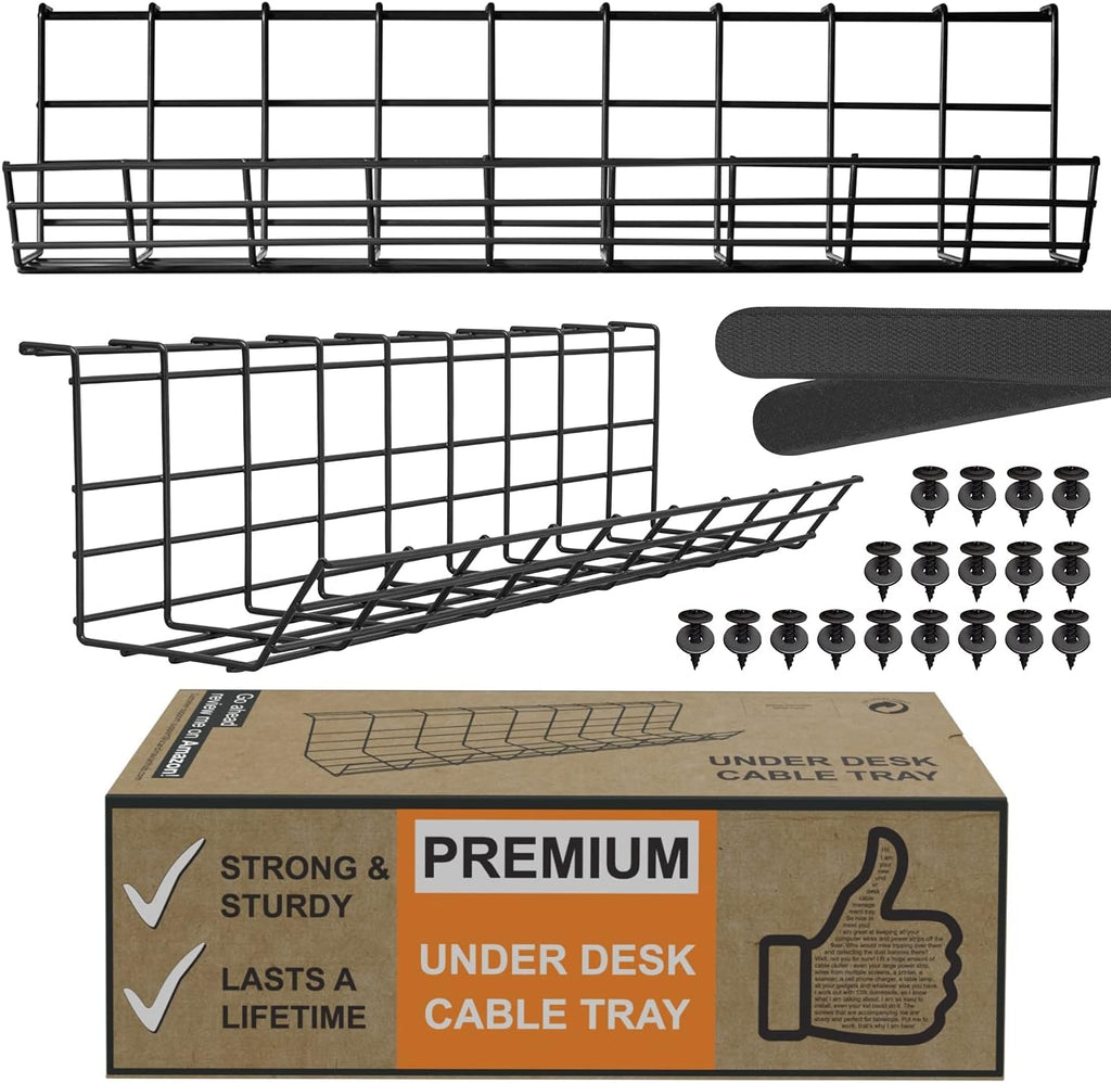 Black Wire Cable Management Tray, Set of 4X 17'', Pack of 2 X434