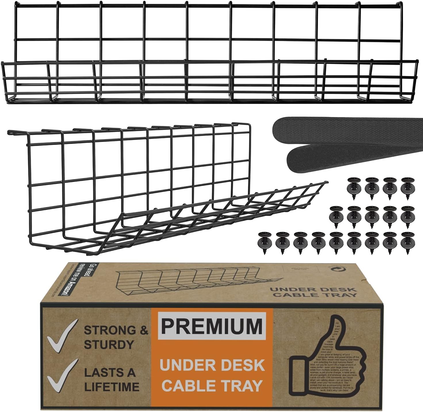 Black Wire Cable Management Tray, Set of 4X 17'', Pack of 2 X434