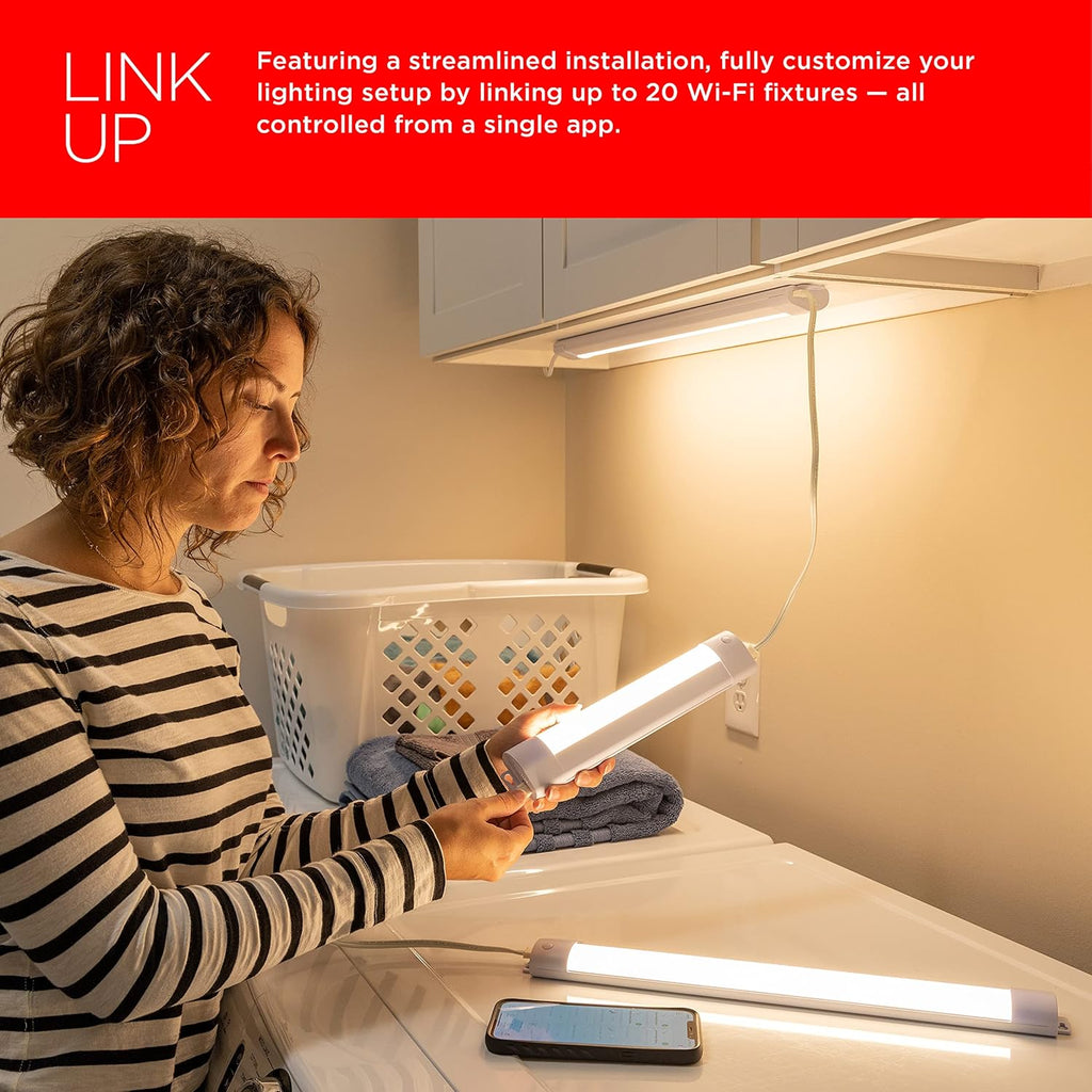 LED 36in Wi-Fi Smart Under Cabinet Lighting Fixture, Dimmable, Plug-in, Linkable, 2700K J26599