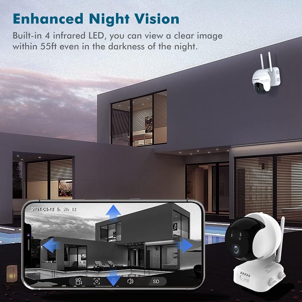 Wireless WiFi Pan Tilt 360° View Solar Powered Security Camera C329