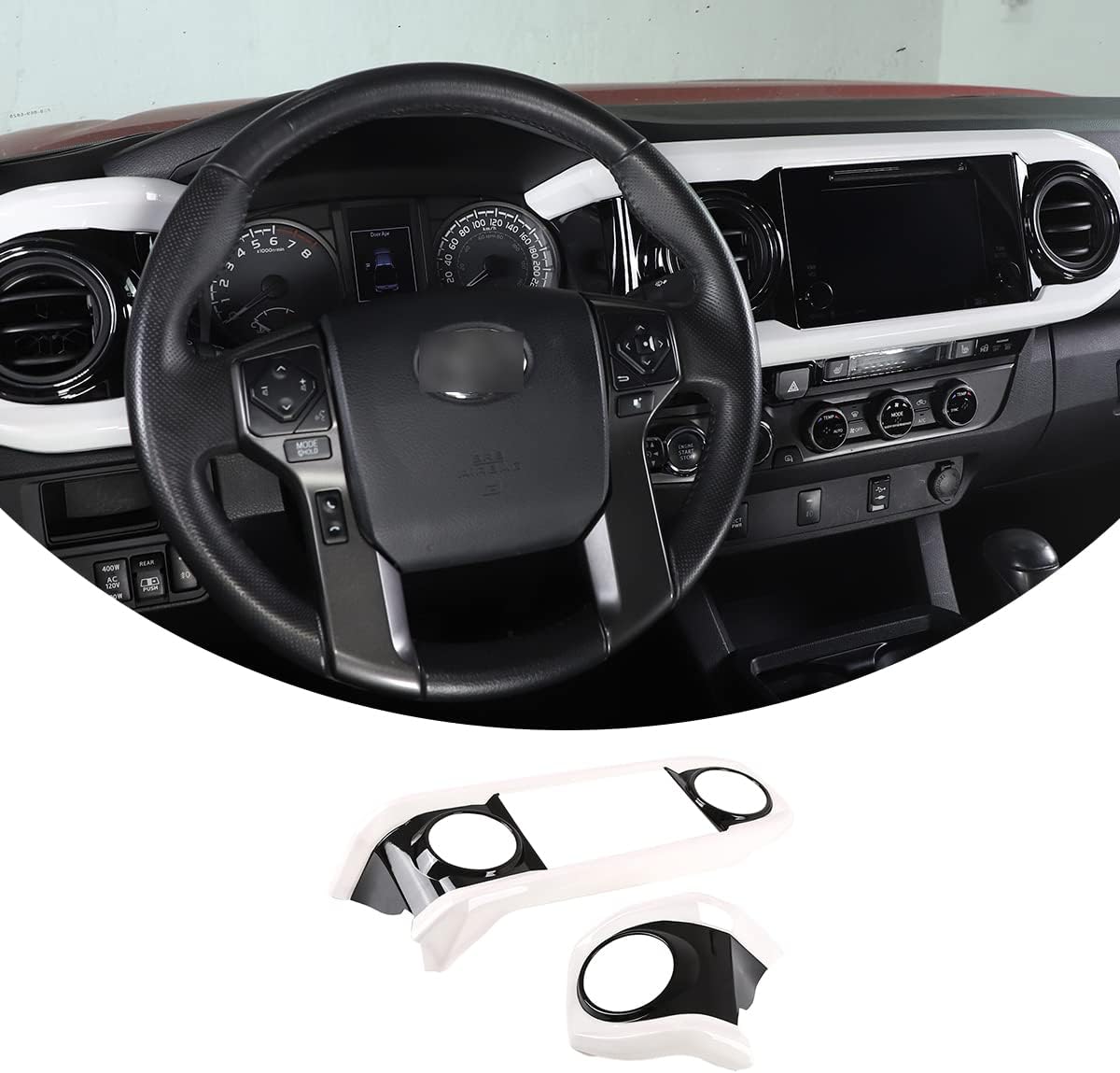 Car ABS Dashboard Panel Cover Trim Stickers Red Black Pack of 2 O19349