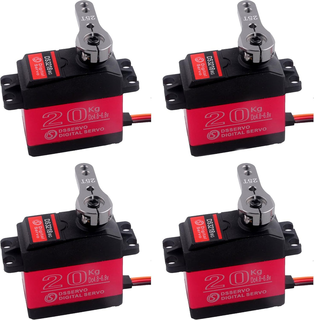 4 Sets DS3218 20KG Full Metal Gear 25T Servo Arm Digital Servo Waterproof for RC Cars, Control Angle 180 Pack of 2 U729