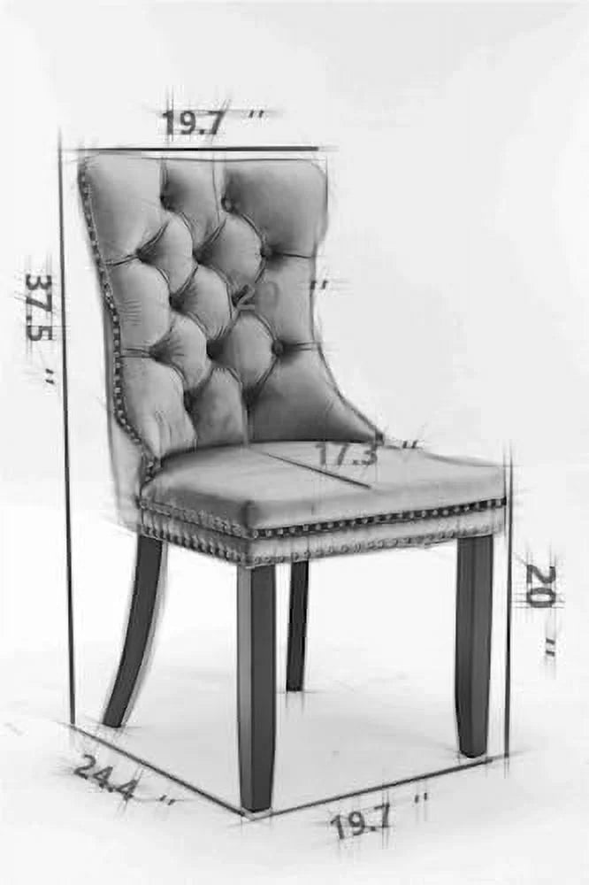 Beige Velvet Tufted Dining Chair with Button Back K796841