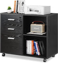 Black 3-Drawer Wood File Cabinet with Lock I3937