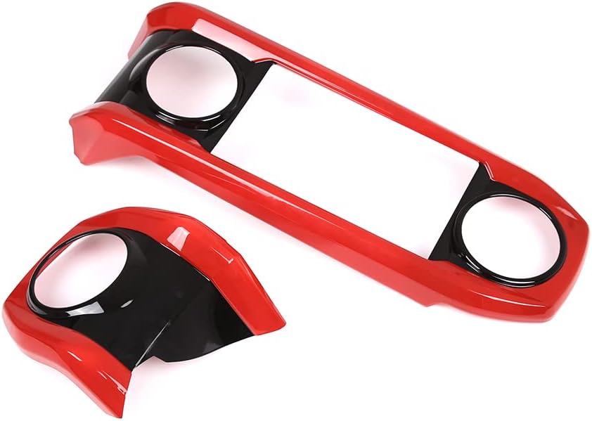 Car ABS Dashboard Panel Cover Trim Stickers Red Black Pack of 2 O19349