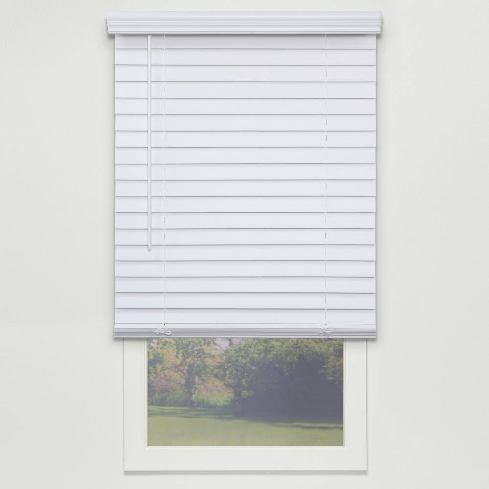 White Cordless PVC Faux Wood Blind 59.25 in. W x 48 in. L J170