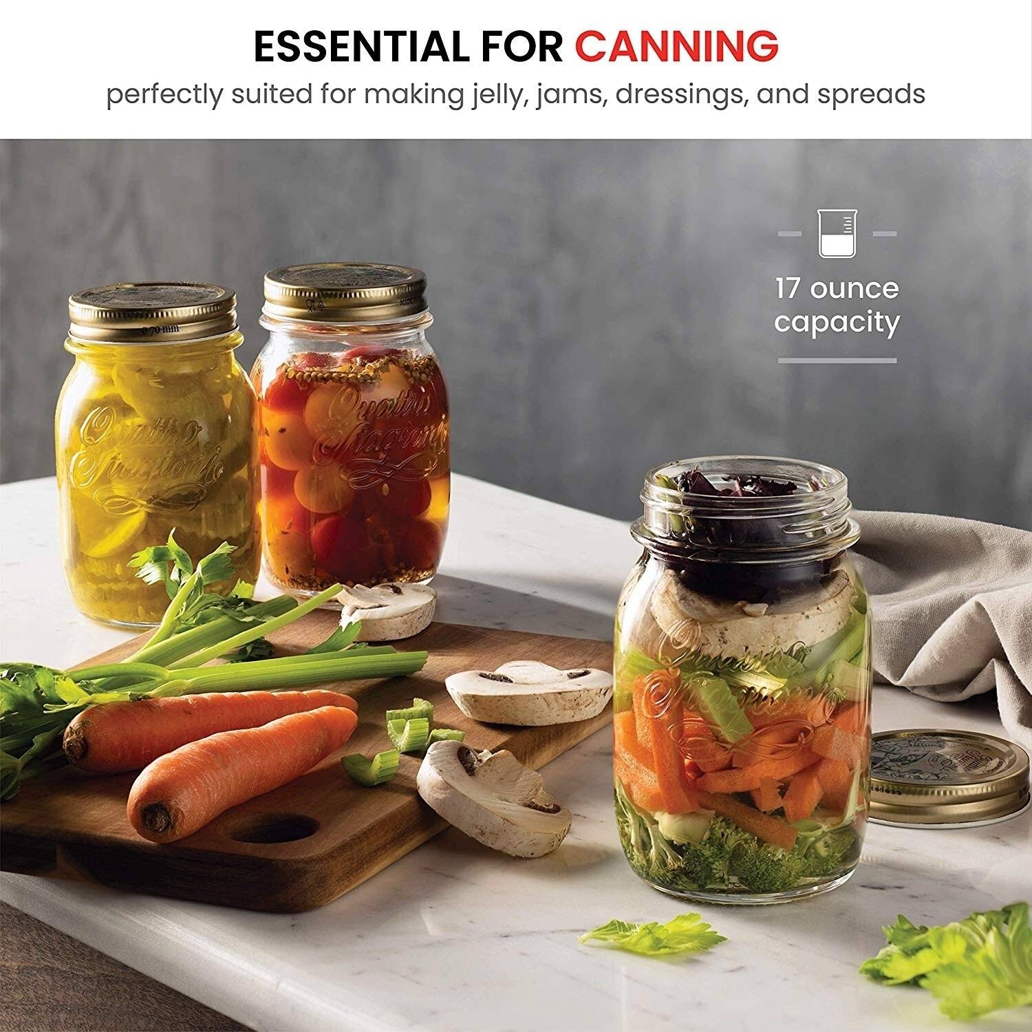 12 Pack 17 Ounce Glass Mason Jars with Airtight Lid M9874