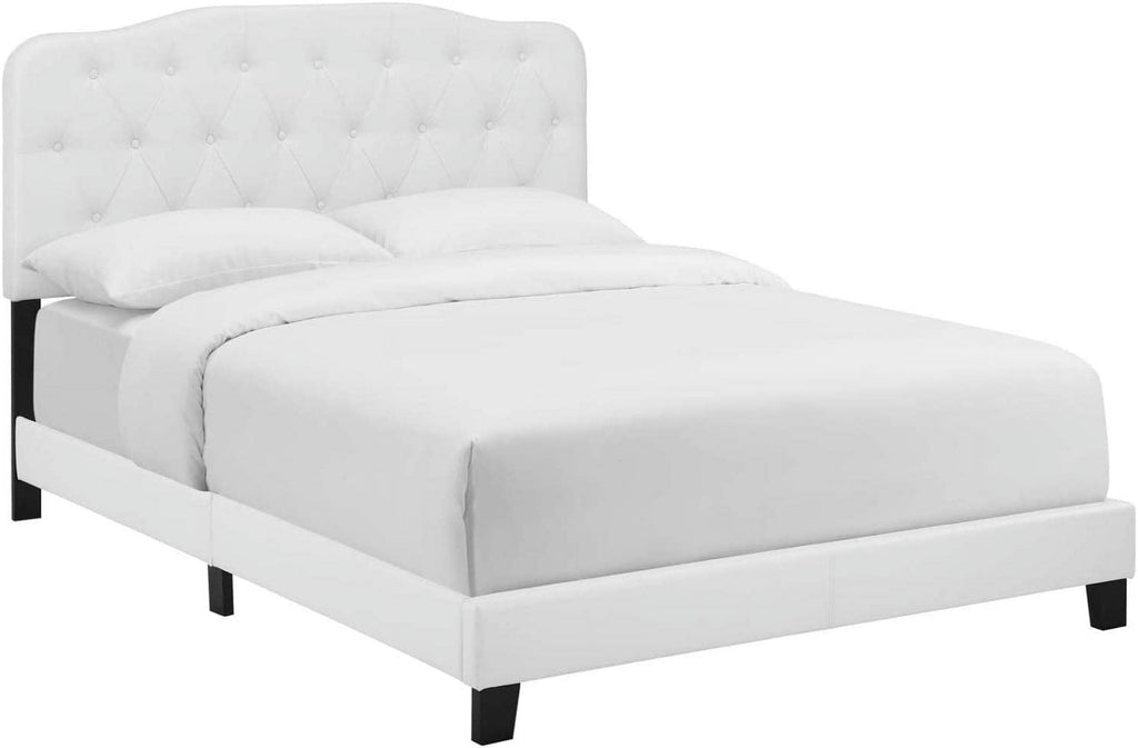 White Faux Leather Bed L45076