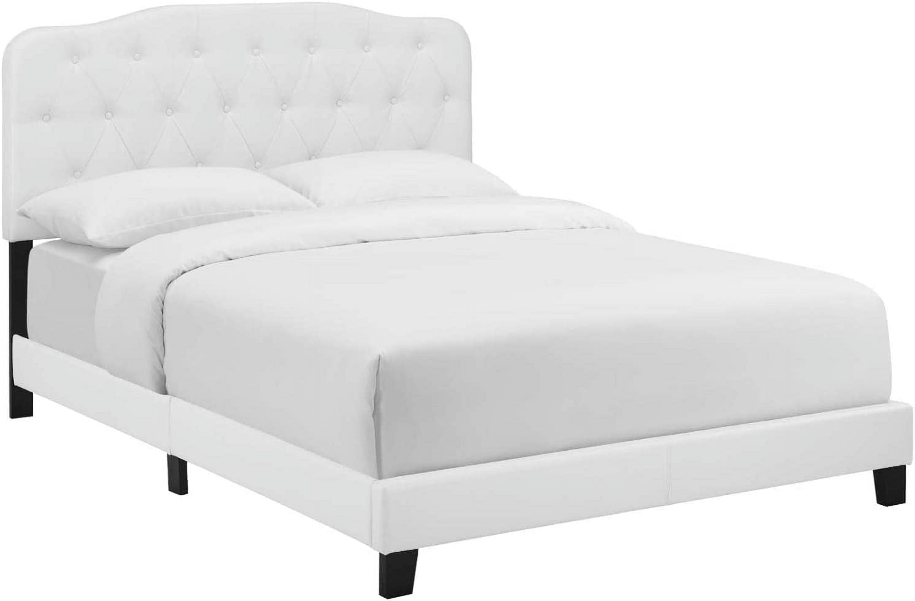 White Faux Leather Bed L45076
