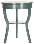 Dark Teal Round Pedestal Drawer End Table L25483