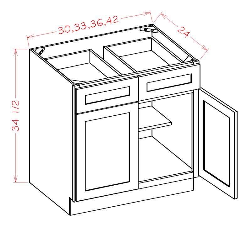 2 Doors 2 Drawers 1 Shelf Base Cabinet Q11531