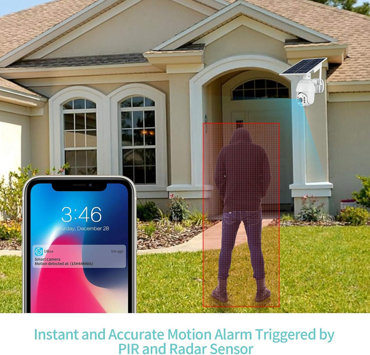 Wireless WiFi Outdoor Security Camera Solar Battery Power Spotlight Night Vision IP65 Waterproof PIR Motion Detection 2-Way Talk Micro SD Card Cloud Storage W939