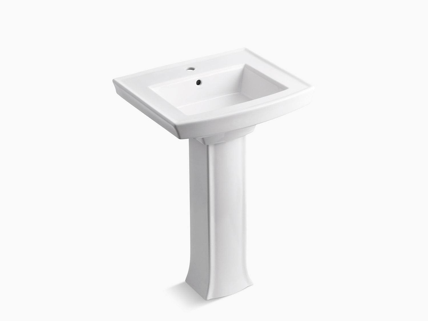 Black Pedestal Bathroom Sink with Single Faucet Hole B491523