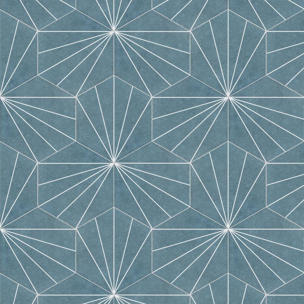 Aster Hex Azul Encaustic Porcelain Floor and Wall Tile E77079