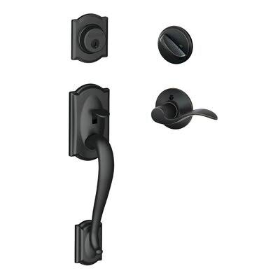 Matte Black Handleset with Single Cylinder Deadbolt and Accent Door Lever B94912