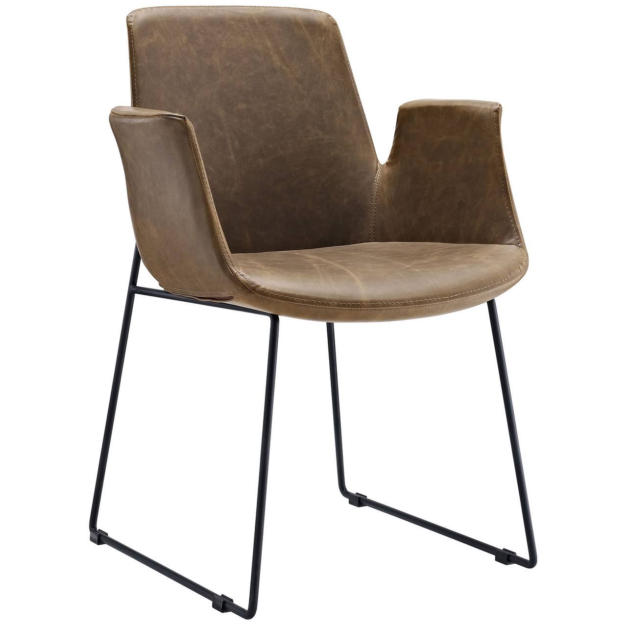 Brown Vinyl Leather Dining Armchair X4490