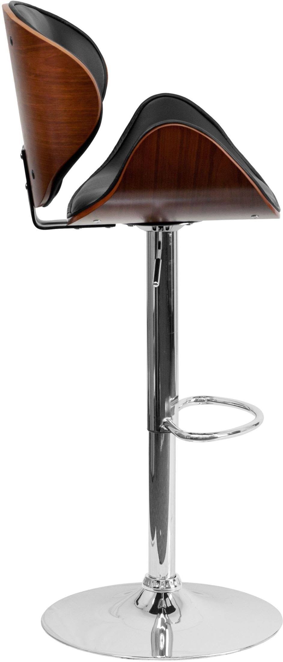 Walnut Bentwood Bar Stool with Curved Vinyl Seat and Back X592