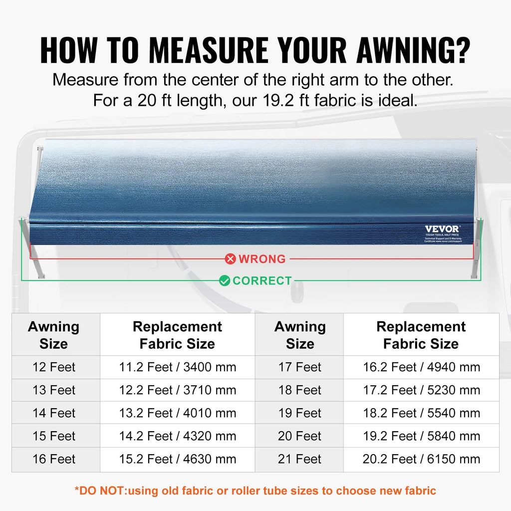 20' RV Awning Fabric Replacement Waterproof Fabric I685554