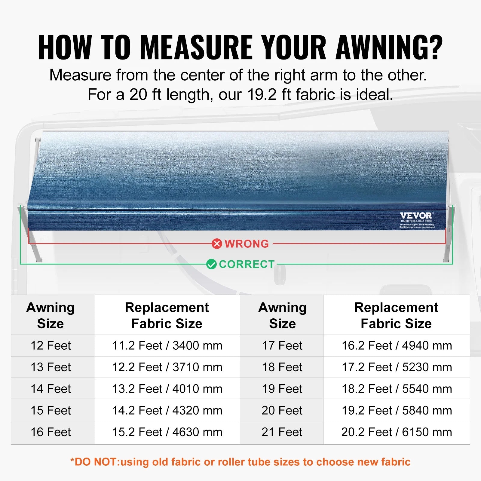 20' RV Awning Fabric Replacement Waterproof Fabric I685554