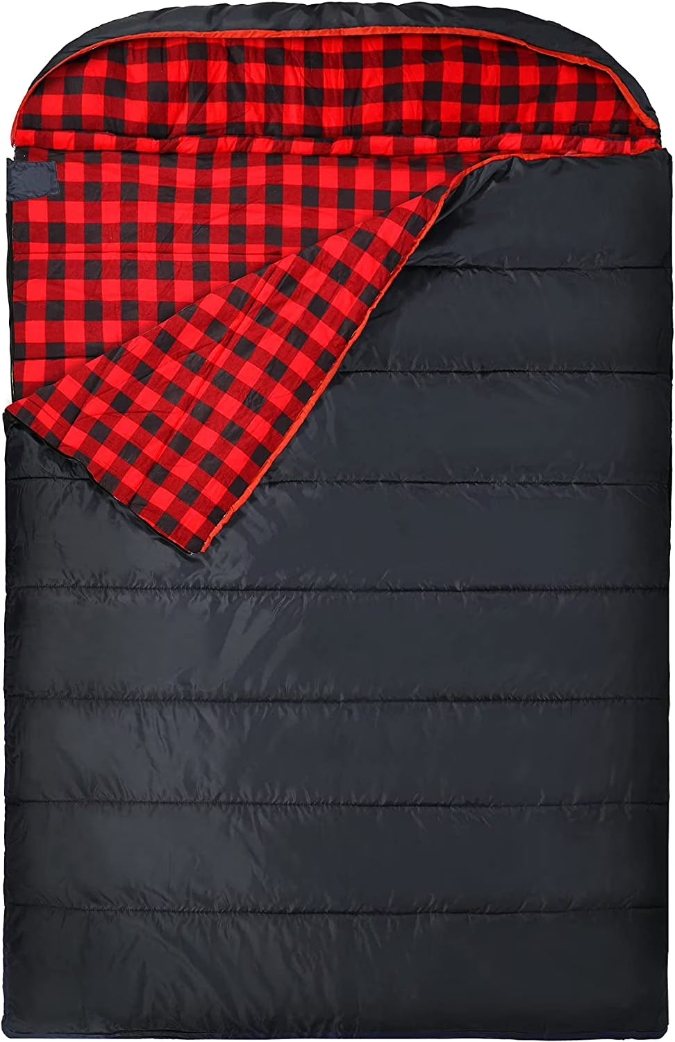 Cotton Double Sleeping Bag, Queen Size, Black/Navy Blue I116