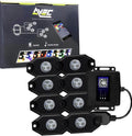 8 Pods RGB LED Rock Lights with Bluetooth Controller, IP68 Waterproof F322
