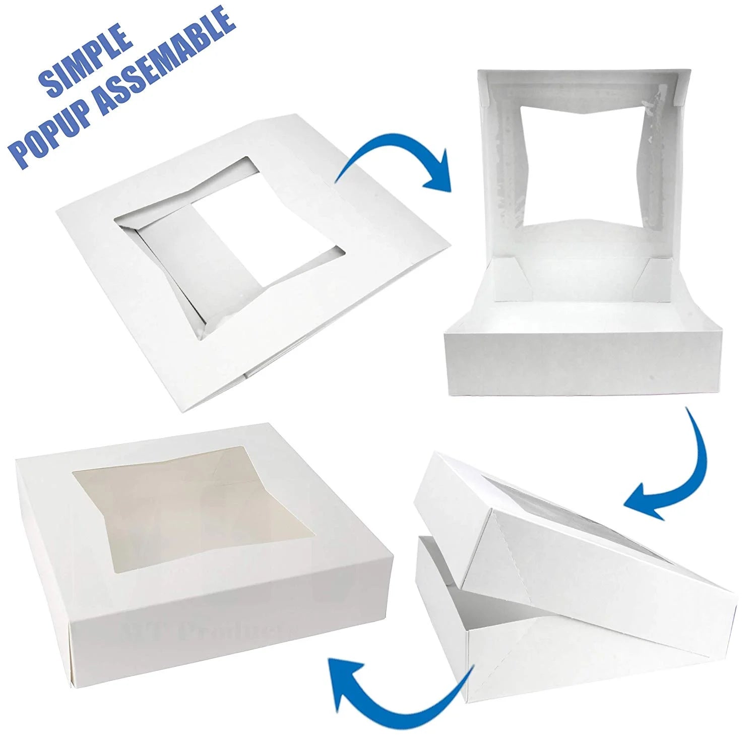 [25 Pack] White Cardboard Pie Box with Window 10x10x2.5" C7644