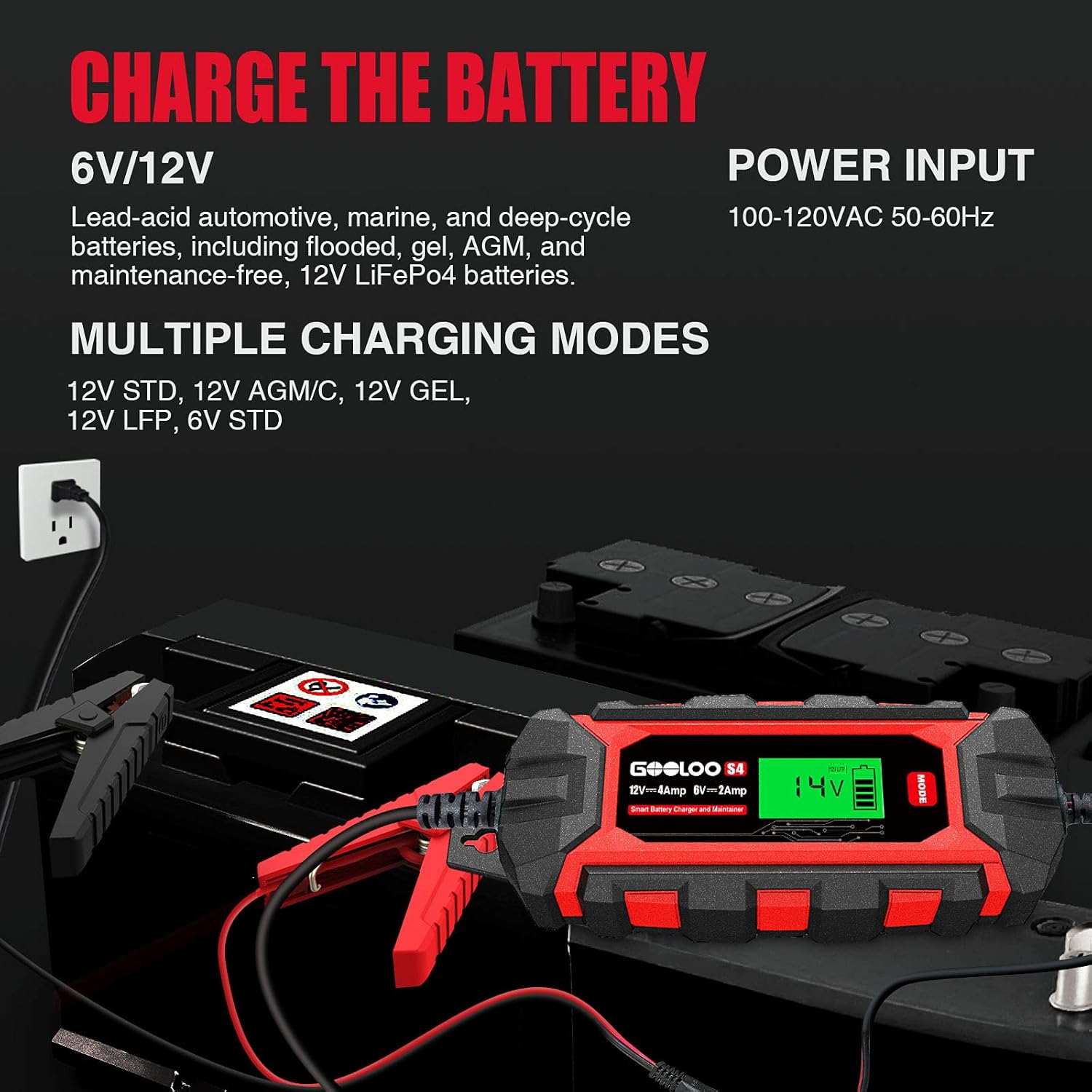 4-Amp 12V/4A Car Battery Charger Maintainer, Pack of 2 T3712