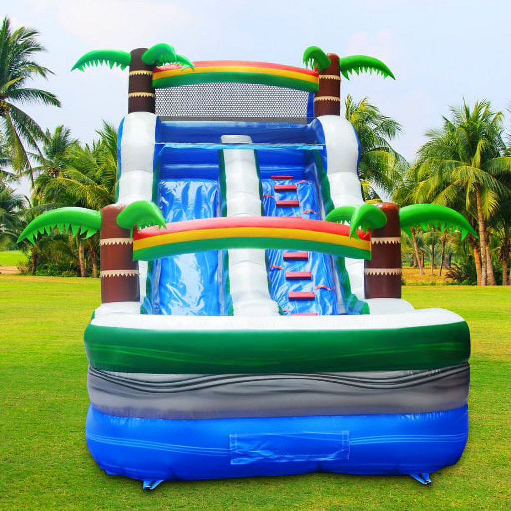 Inflatable Water Slide with Air Blower and Splash Pool A24343