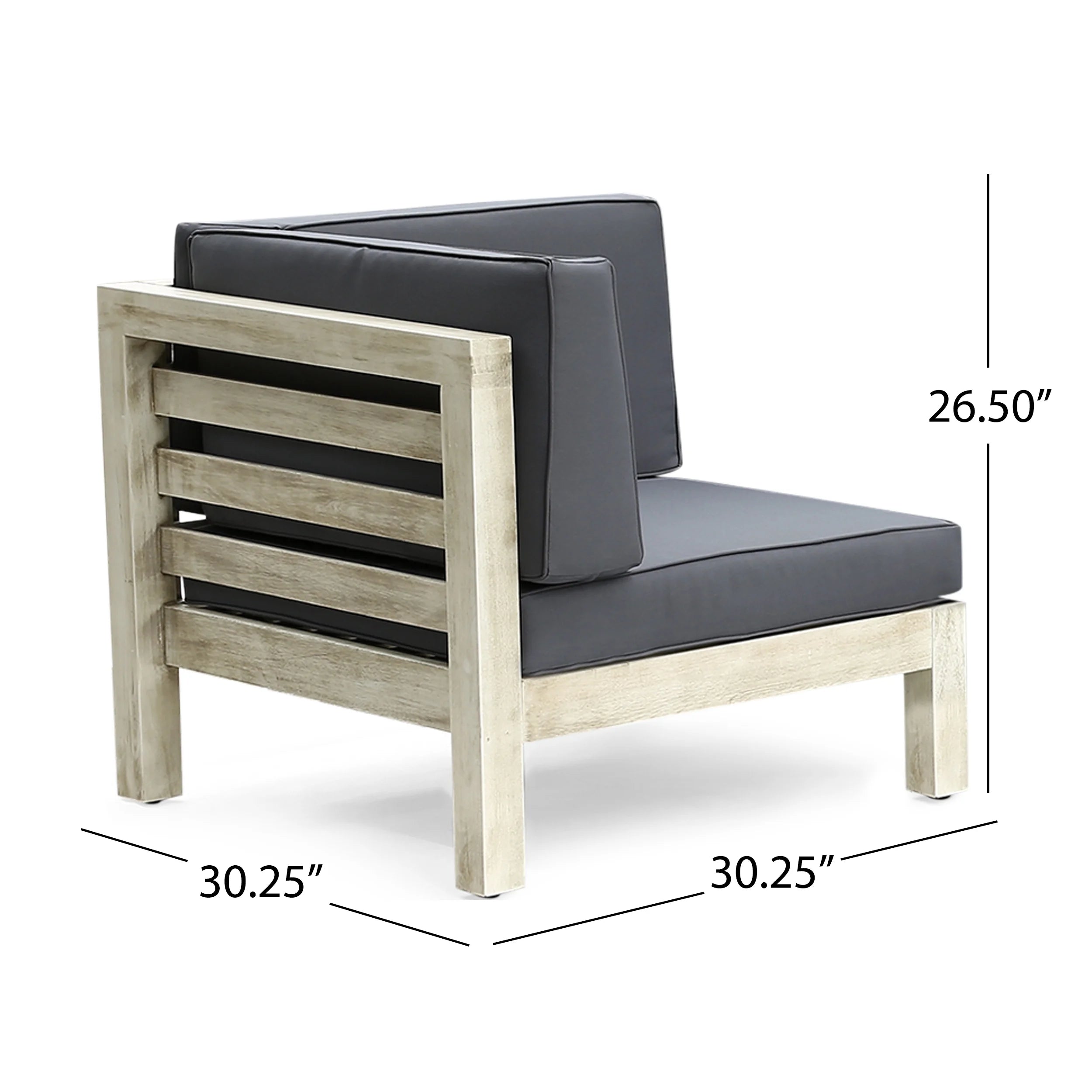 Gray Acacia Wood Sofa and Table Set with Cushions I72046