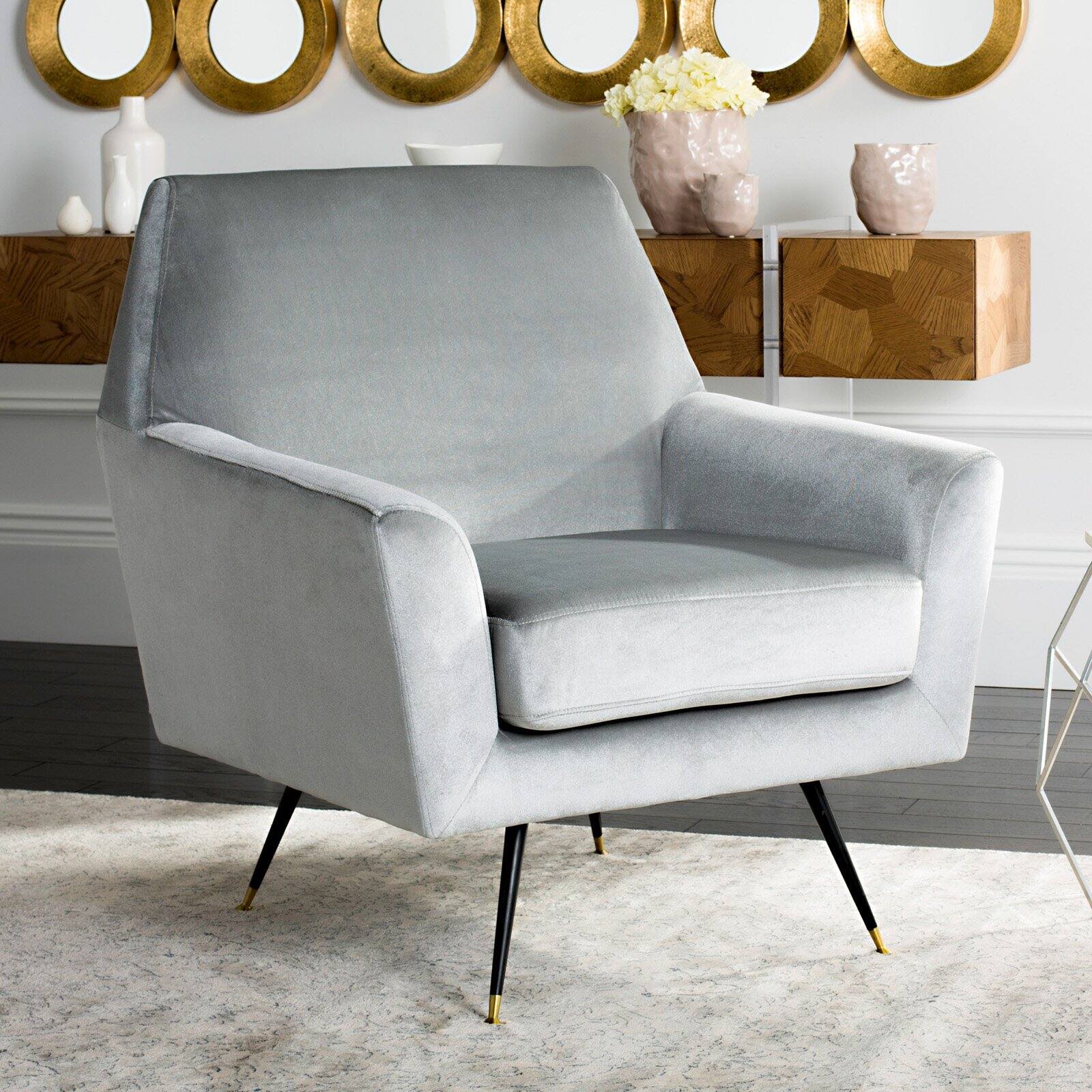 Light Grey Velvet Accent Chair C877601