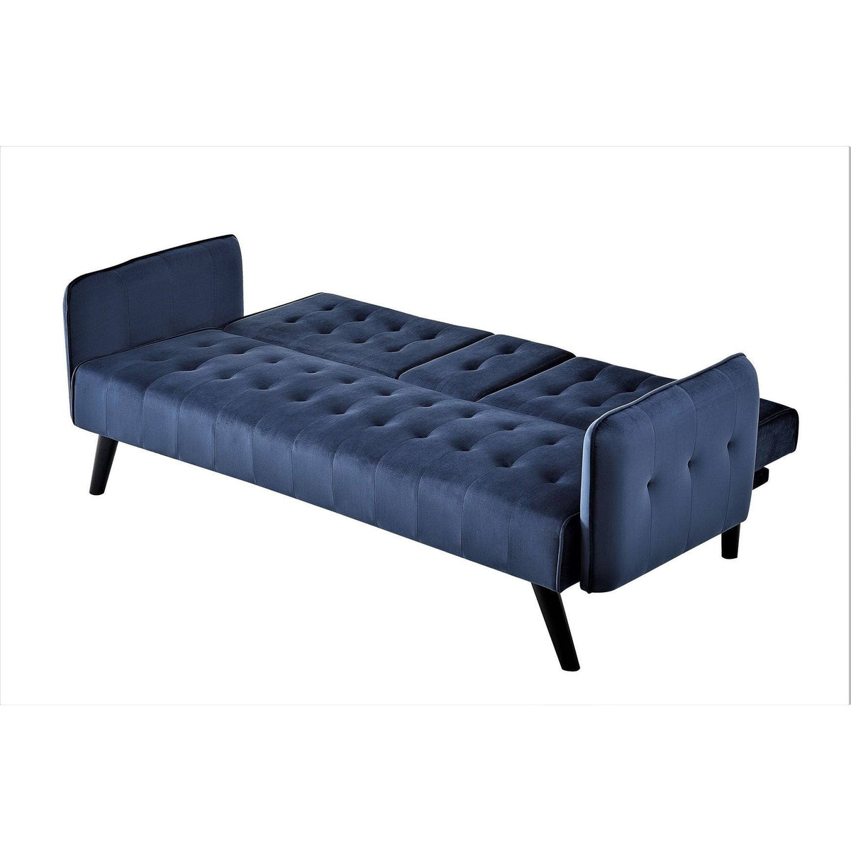 Yellow Tufted Convertible Velvet Sofa Bed with Cup Holder P329