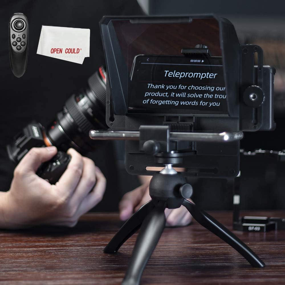 Portable Teleprompter Kit with Remote Control for Phone and DSLR Recording Pack of 2 V48309