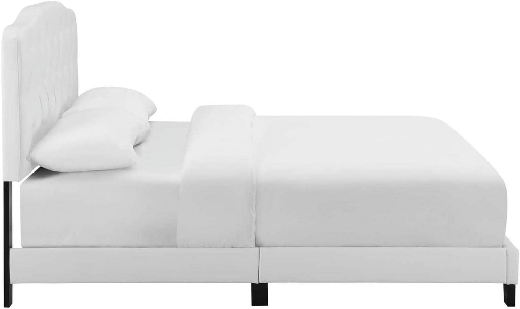 White Faux Leather Bed L45076