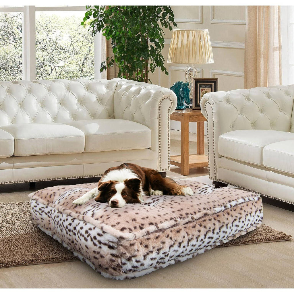 Extra Plush Faux Fur Rectangle Pet Dog Bed, Medium - 32 inch x 26 inch A3493
