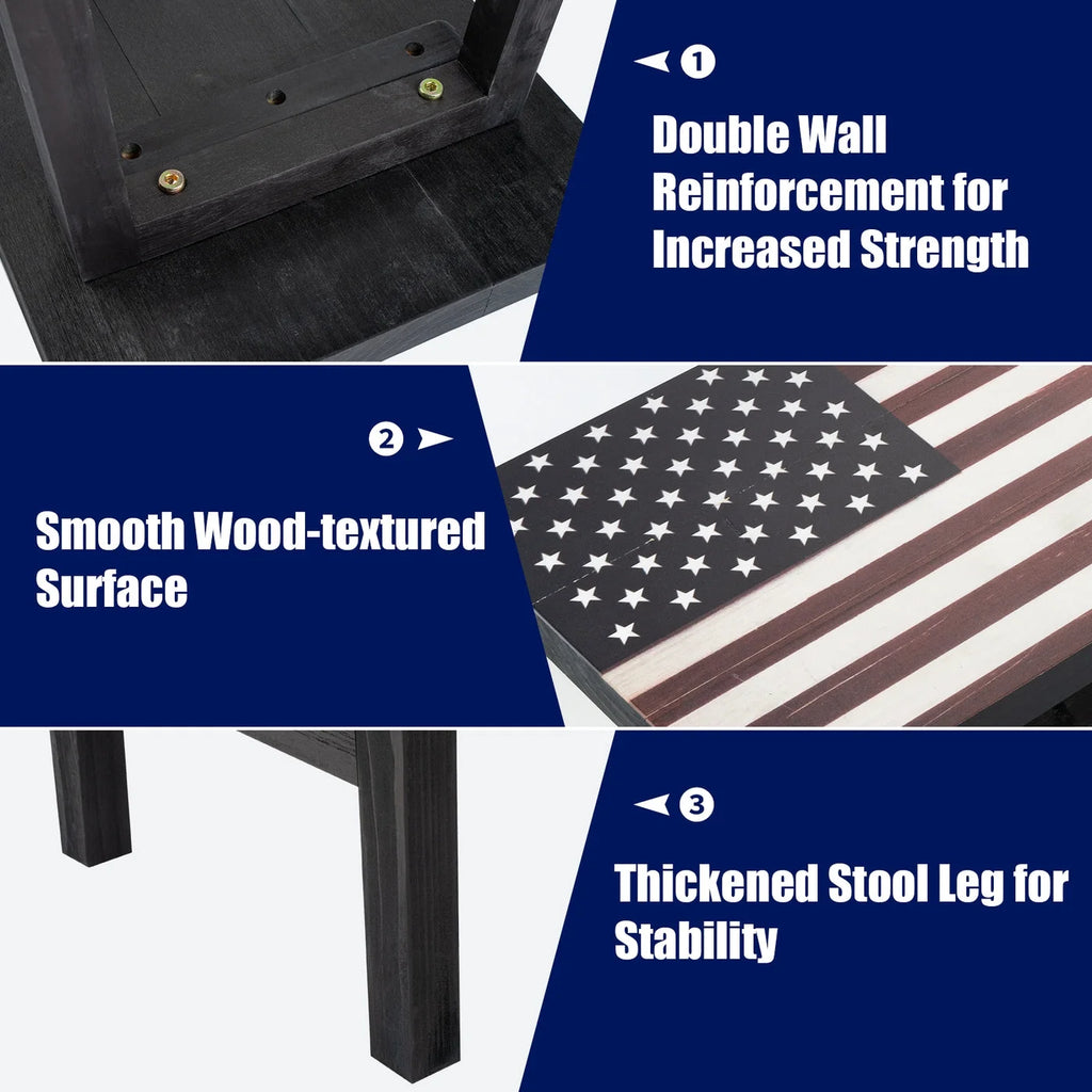 Wooden American Flag Patio Bench D624