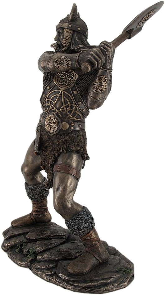 11.25 Tall Viking Axe Warrior Battle Stance Cold Cast Resin Antique Bronze Finish K3611