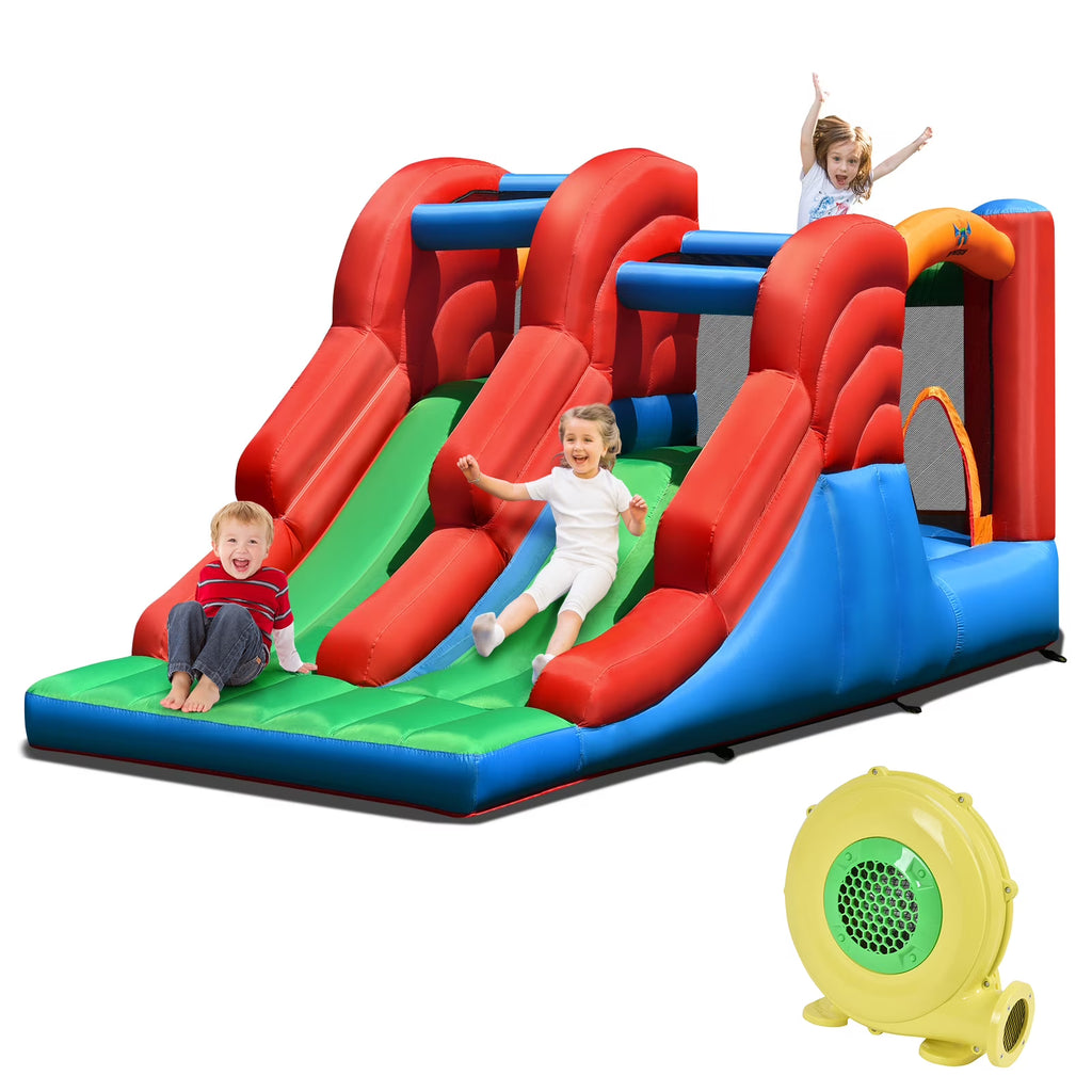 Inflatable Bounce House 3-in-1 Dual Slides Jumping Castle with Blower H8710