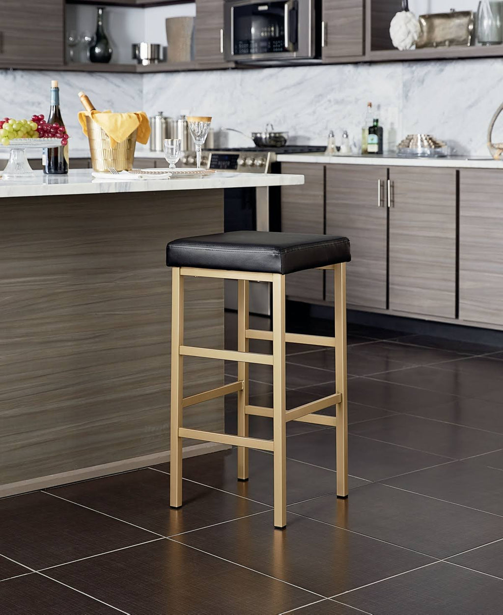 Blue Backless Stool D51064