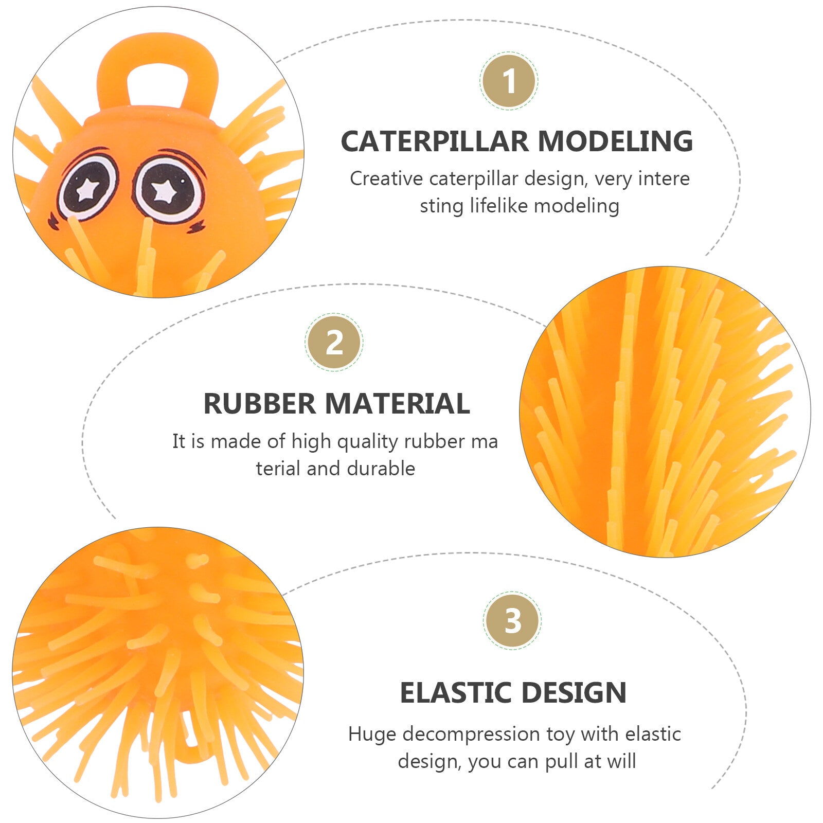 Toys Puffer Ball Caterpillar Sensory Flashing Inflatable Rubber H948465