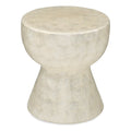 White Stone Accent Table with Drum Shade B4756