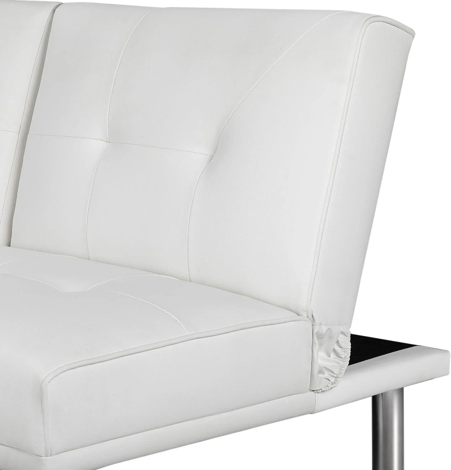 White Faux Leather Futon Set Convertible Sleeper Loveseat Daybed B149642