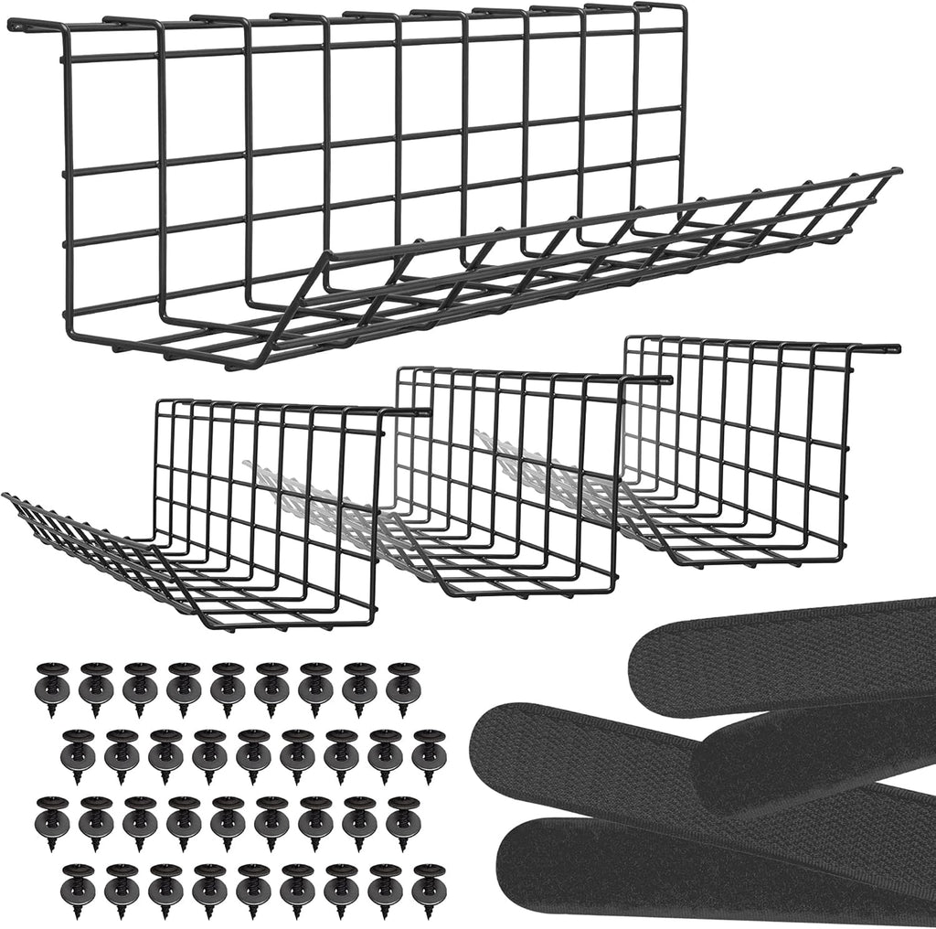 Black Wire Cable Management Tray, Set of 4X 17'', Pack of 2 X434