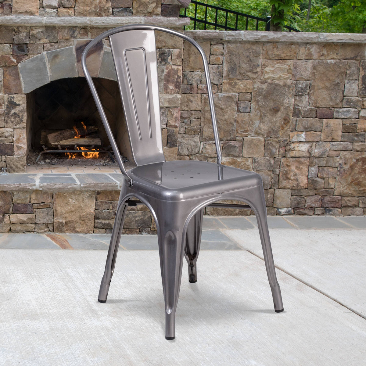 Grey Metal Stackable Indoor Chair F671