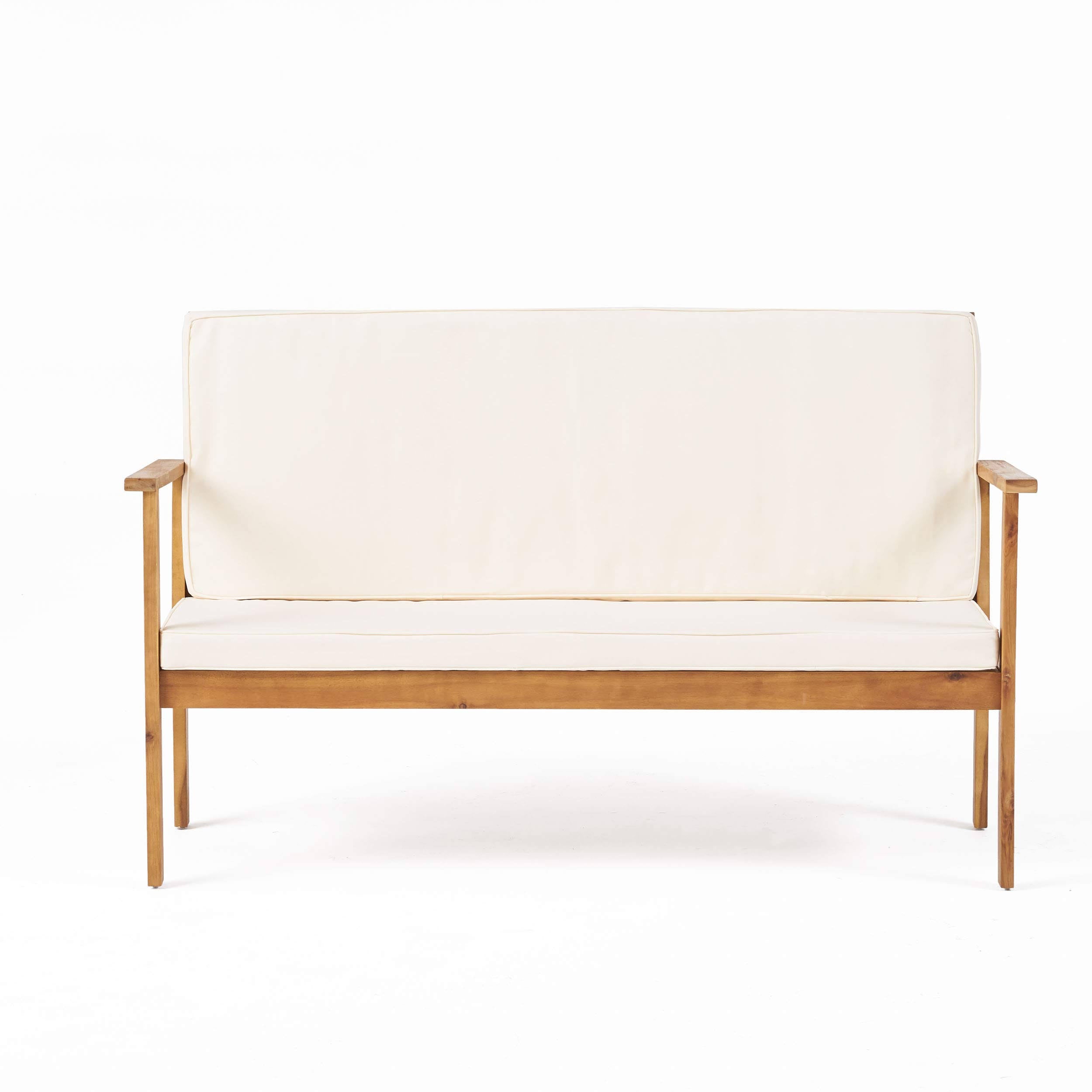 Acacia Wood Bench with Water Resistant Fabric Cushion S838431
