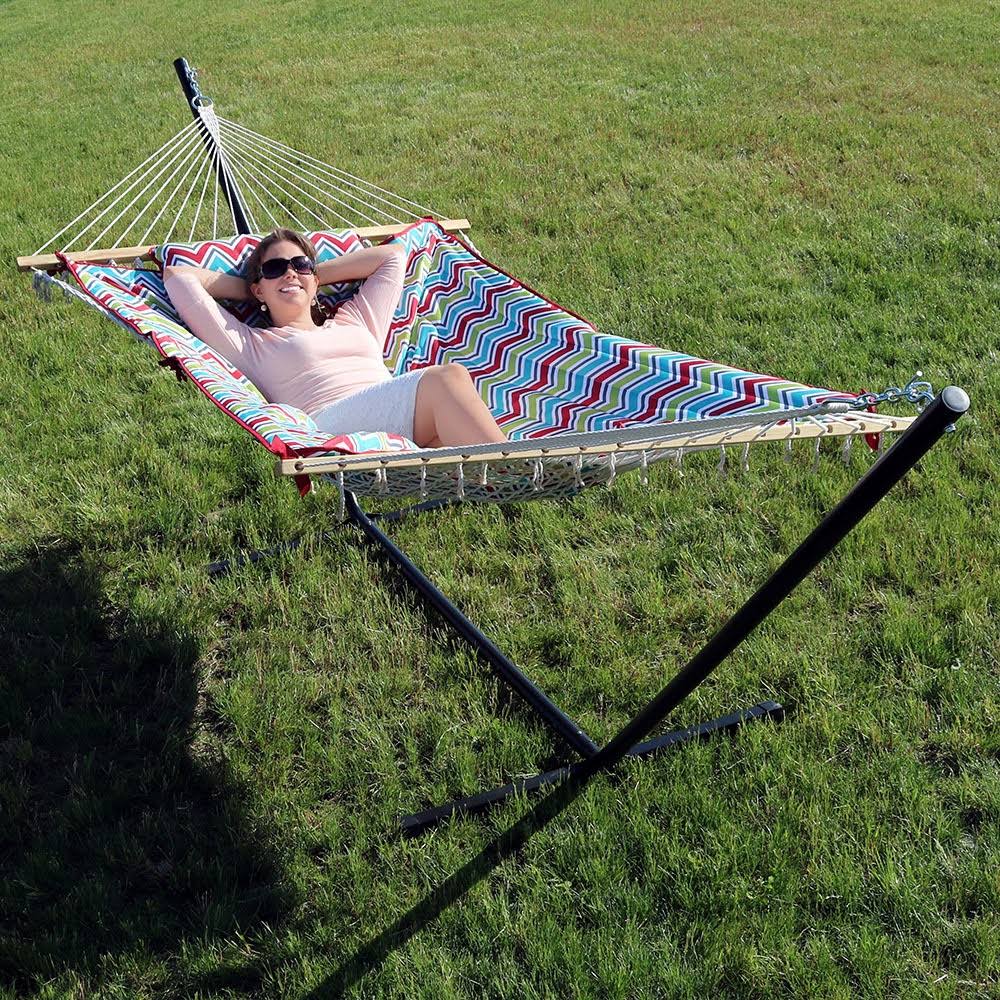 Multi Color Cotton Rope Hammock with Stand N7982